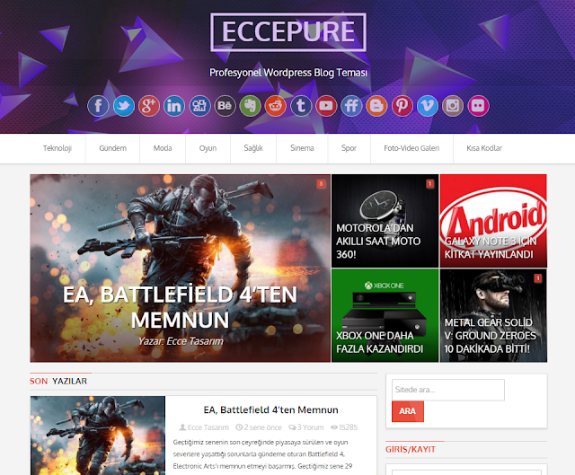EccePure Profesyonel Wordpress Blog Teması
