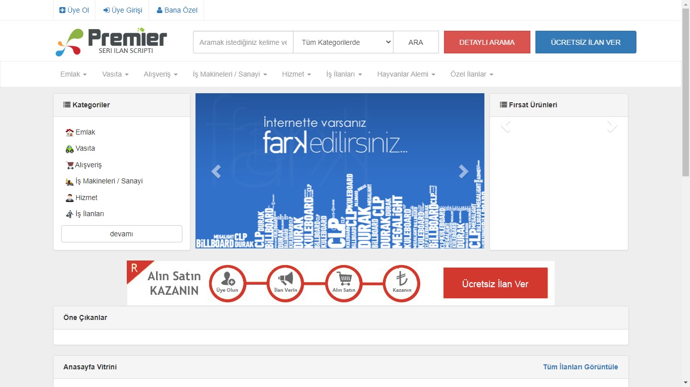 PHP Sahibinden Tarzı Çok Hoş İlan Scripti İndir