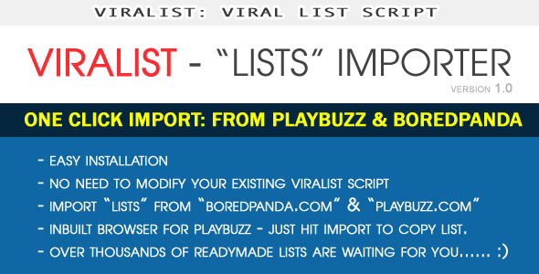 Viralist için PlayBuzz ve BoredPanda Liste İçe Aktarıcısı