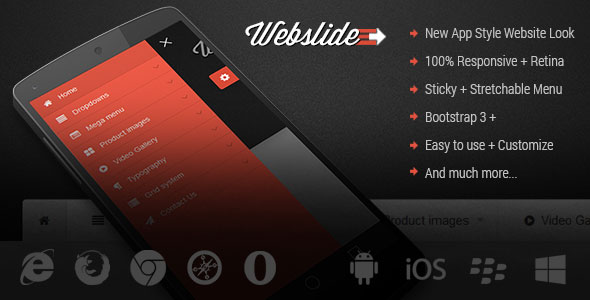 Web Slide – Bootstrap 3+ için Duyarlı Mega Menü