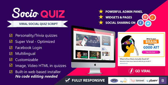 SocioQuiz v1.1.1 – Facebook girişiyle Viral Sınav web sitesi