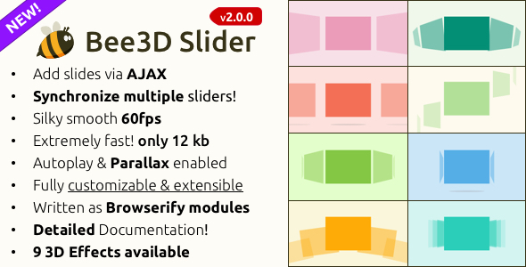 Bee3D Slider – Dokunmatik Etkinleştirilmiş Pure JS Eklentisi