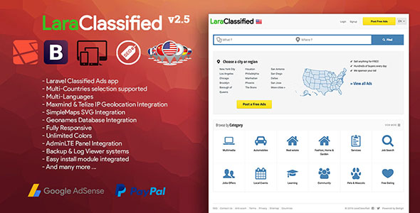 LaraClassified v2.5 – Coğrafi Sınıflandırılmış Reklamlar CMS