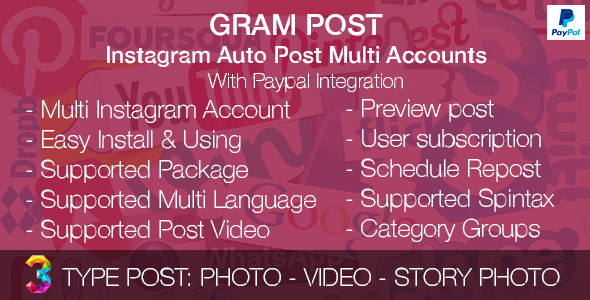 Gram Post – Paypal entegrasyonuyla Instagram Otomatik Çoklu Hesap Gönderimi