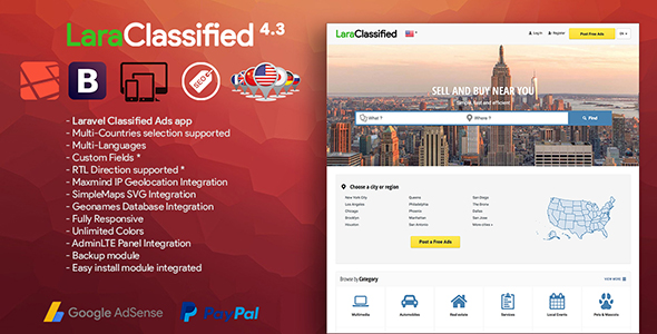 LaraClassified v4.3 – Coğrafi Sınıflandırılmış Reklamlar CMS