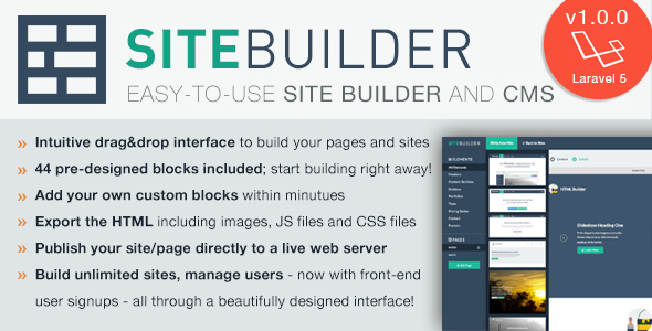 SiteBuilder Laravel v1.1.1 – Sürükle&Bırak site oluşturucu ve CMS