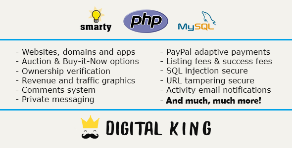 Digital King – Web sitesi, alan adı ve uygulama pazarı