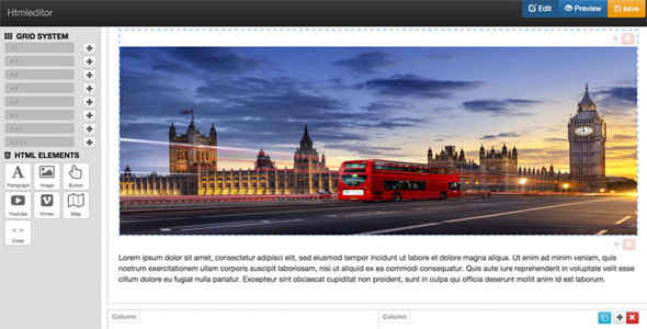 Web sayfası html içerik oluşturucusunu sürükleyip bırakın