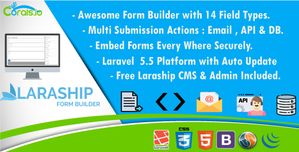 Laraship Form Builder – CMS ve Admin ile Laravel Form Oluşturucuyu Sürükle ve Bırak
