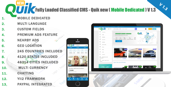 Quik new v1.3 – Fully Loaded Classified Ads CMS
