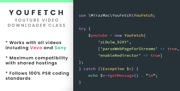 YouFetch – YouTube Video Downloader Class