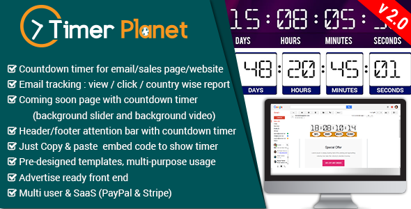TimerPlanet v2.0 – email, website & attention bar countdown timer