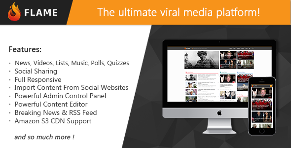 Flame v1.3 – News, Viral Lists, Quizzes, Videos, Polls and Music – nulled