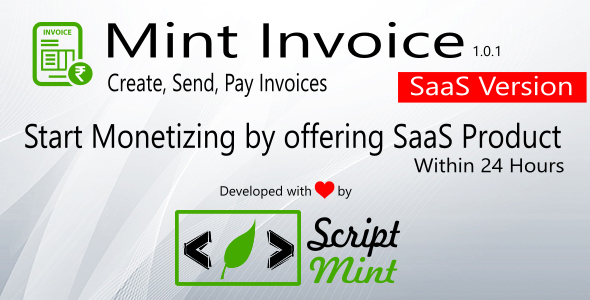 Mint Invoice SaaS Version – Create, Send, Pay Invoices, Paypal & Stripe Payment Gateway