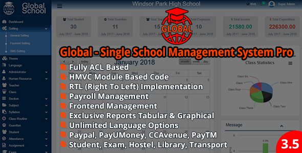 Global – Single School Management System Pro v3.5.0