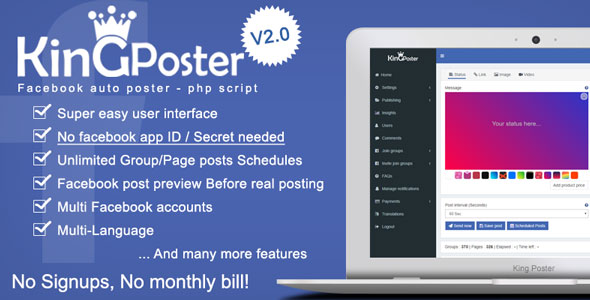King poster v2.7.5 – Facebook multi Group / Page auto post – nulled