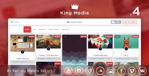 King Media v4.1 – Viral Video, News, Image Upload and Share – nulled