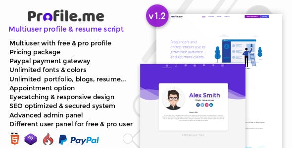 Profile.me v1.2 – Multiuser Profile & Resume Script – nulled