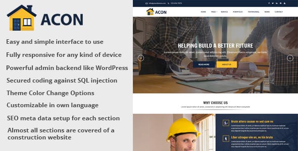 Acon v1.5 – Architecture and Construction Website CMS