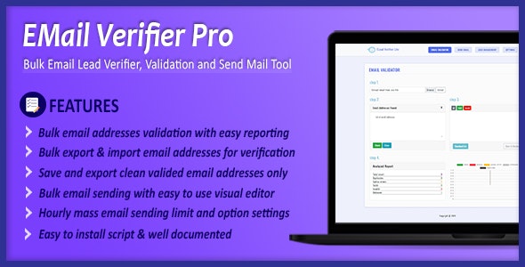 Email Verifier Pro v1.0.0 – Bulk Email Addresses Validation, Mail Sender & Email Lead Management Tool
