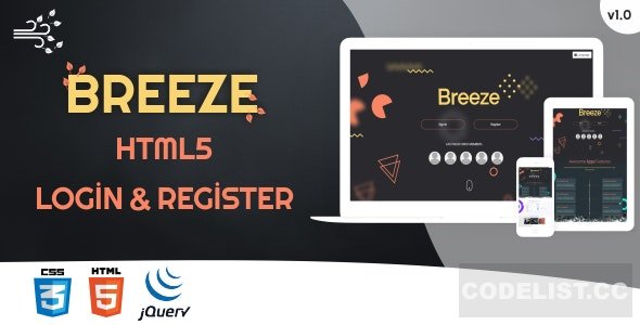 Breeze v1.0 – HTML5 Login and Register Page Template