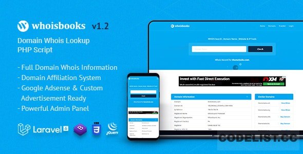 WhoisBooks v1.2 – Domain Whois Lookup PHP Script