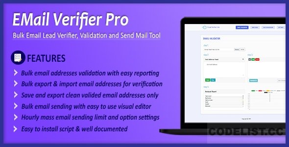 Email Verifier Pro v1.6 – Bulk Email Addresses Validation, Mail Sender & Email Lead Management Tool