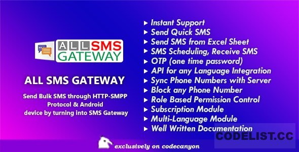 All SMS Gateway v1.0 – Send Bulk SMS through HTTP-SMPP Protocol & Android phone by Turning into Gateway