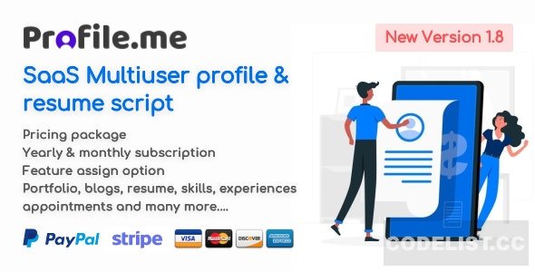 Profile.me v1.8 – Saas Multiuser Profile & Resume Script