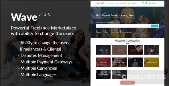 Wave v1.7.7 – Powerful Freelance Marketplace System with ability to change the Users