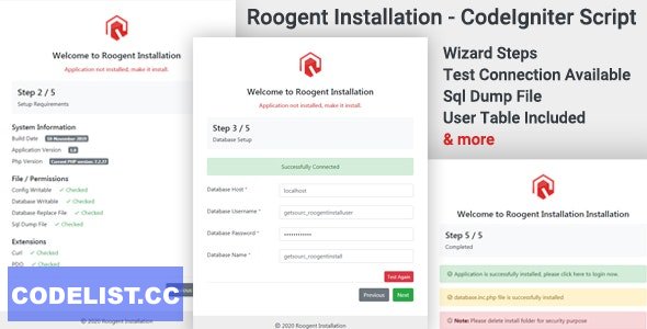 Roogent Installation v1.0 – CodeIgniter Script
