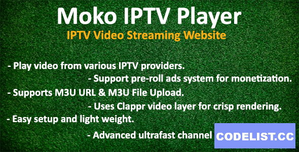 Moko IPTV Player – IPTV Video Streaming Website