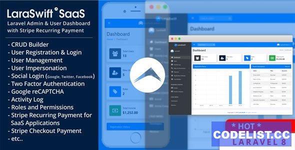 LaraSwift SaaS v1.0 – Laravel Admin & User Dashboard + CRUD Builder + Stripe Recurring Payment