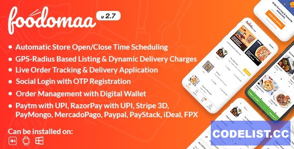 Foodomaa v2.7.2 – Multi-restaurant Food Ordering, Restaurant Management and Delivery Application – nulled